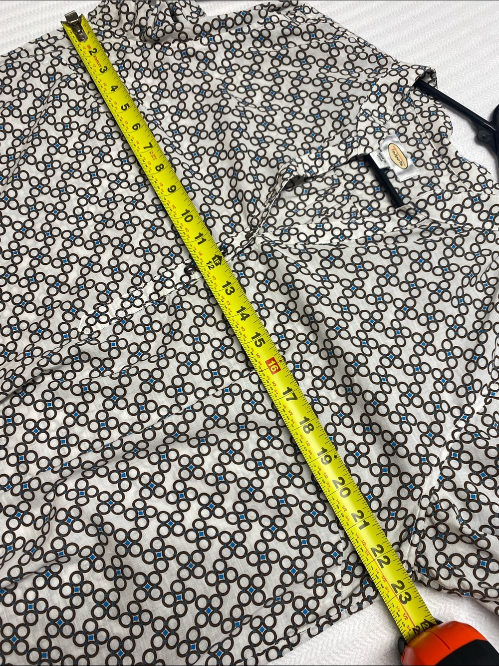 Talbots Cotton Blouse Geometric Print Preppy Office Career Cottagecore Top Large - Picture 8 of 11
